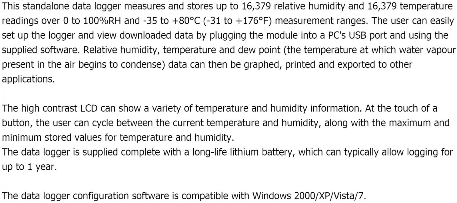 אוגרי נתונים LASCAR DATA LOGGER EL-USB-2-LCD